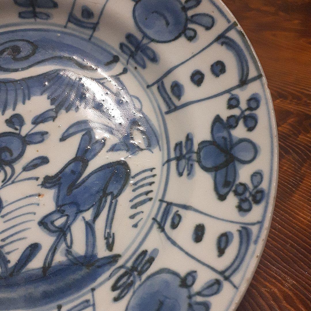 マ*オ様 中国明末清初古染付鹿文中皿