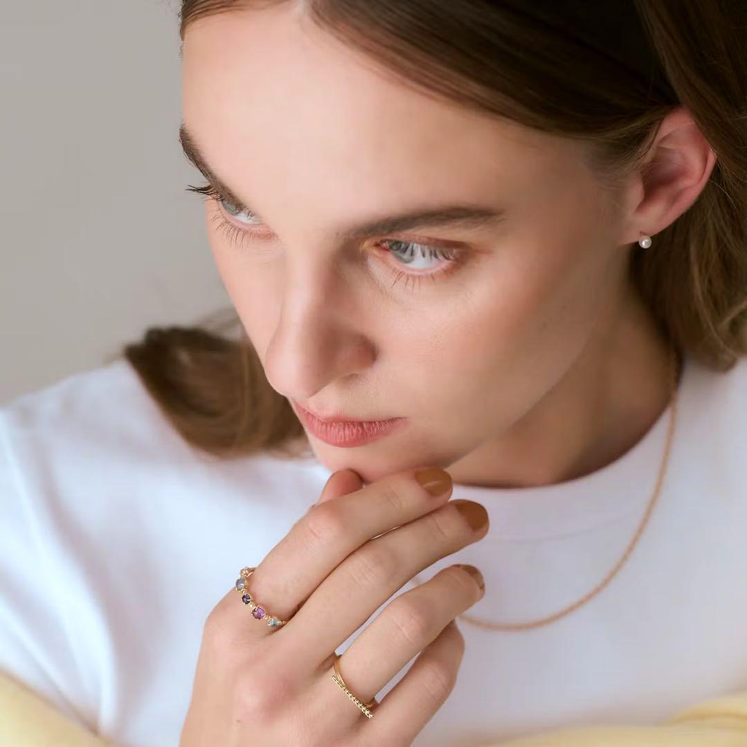 【未着用】agete アガット K10マルチストーンリング