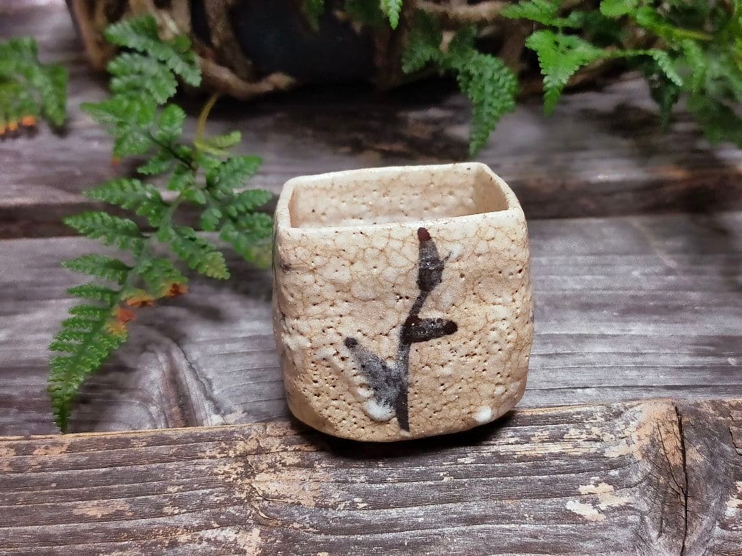 ♥絵志野　ぐい呑み　桐箱付き　⑰　志野　ぐい飲み　骨董品