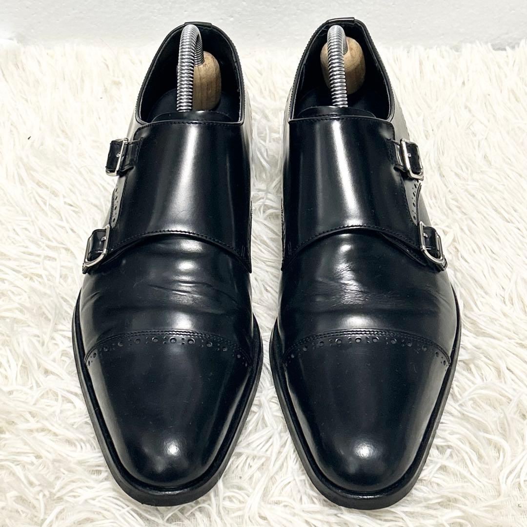 ✨美品✨REGALリーガル ダブルモンク ガラスレザー V165ブラック 26㎝