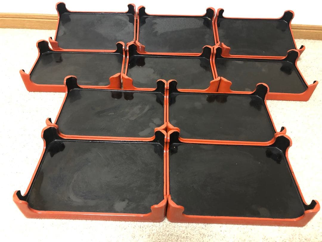 ミニお膳 アンティーク 10膳セット 木製収納箱付き 骨董品