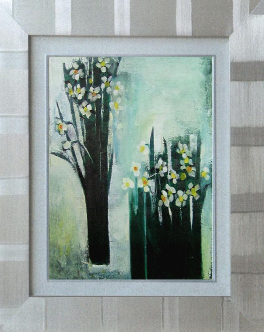 油絵 菅家令子 絵 絵画 インテリア 額付 (黒) F6-182023 花