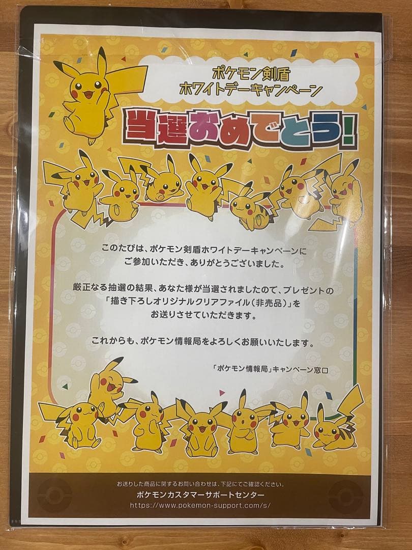 ポケモン 剣盾ホワイトデーキャンペーン当選品 クリアファイル