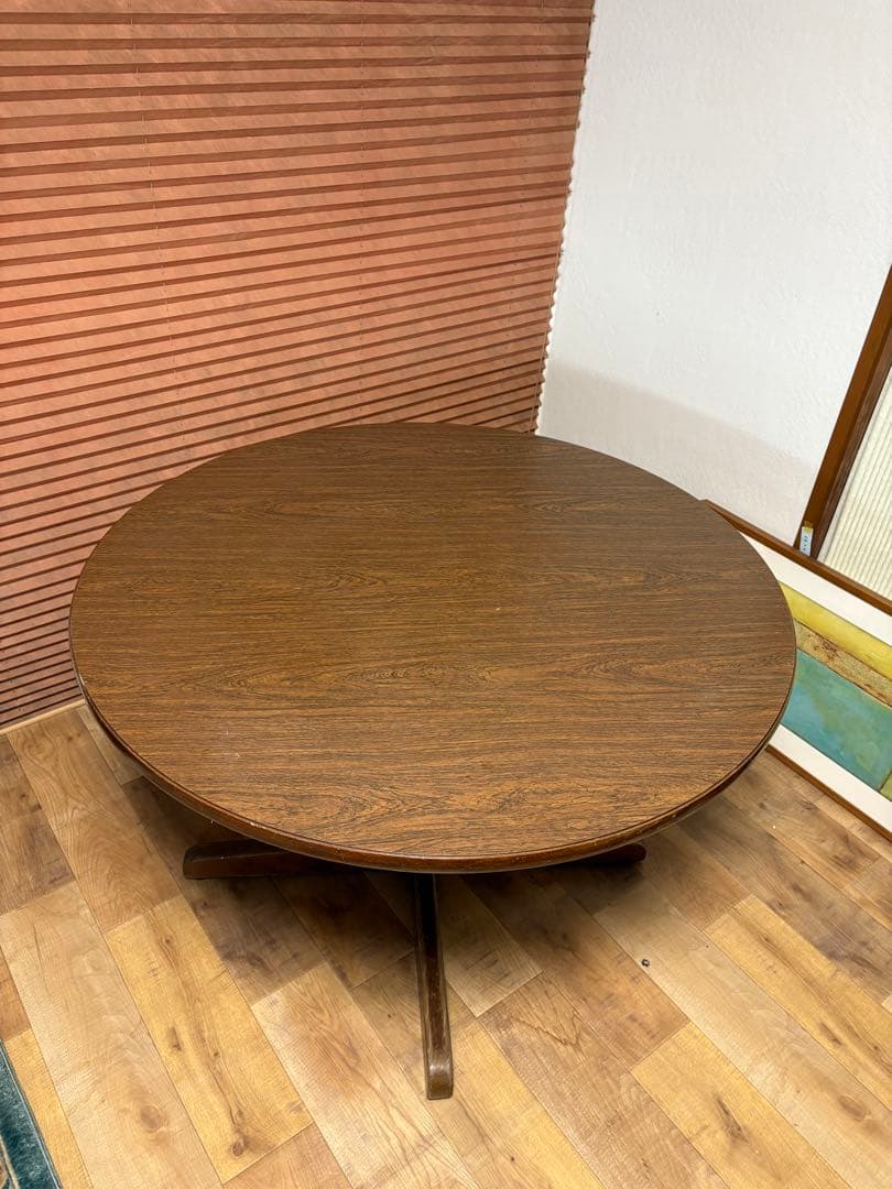 キツツキ　飛騨産業　昭和レトロ　ヴィンテージ　ダイニングテーブル　丸テーブル