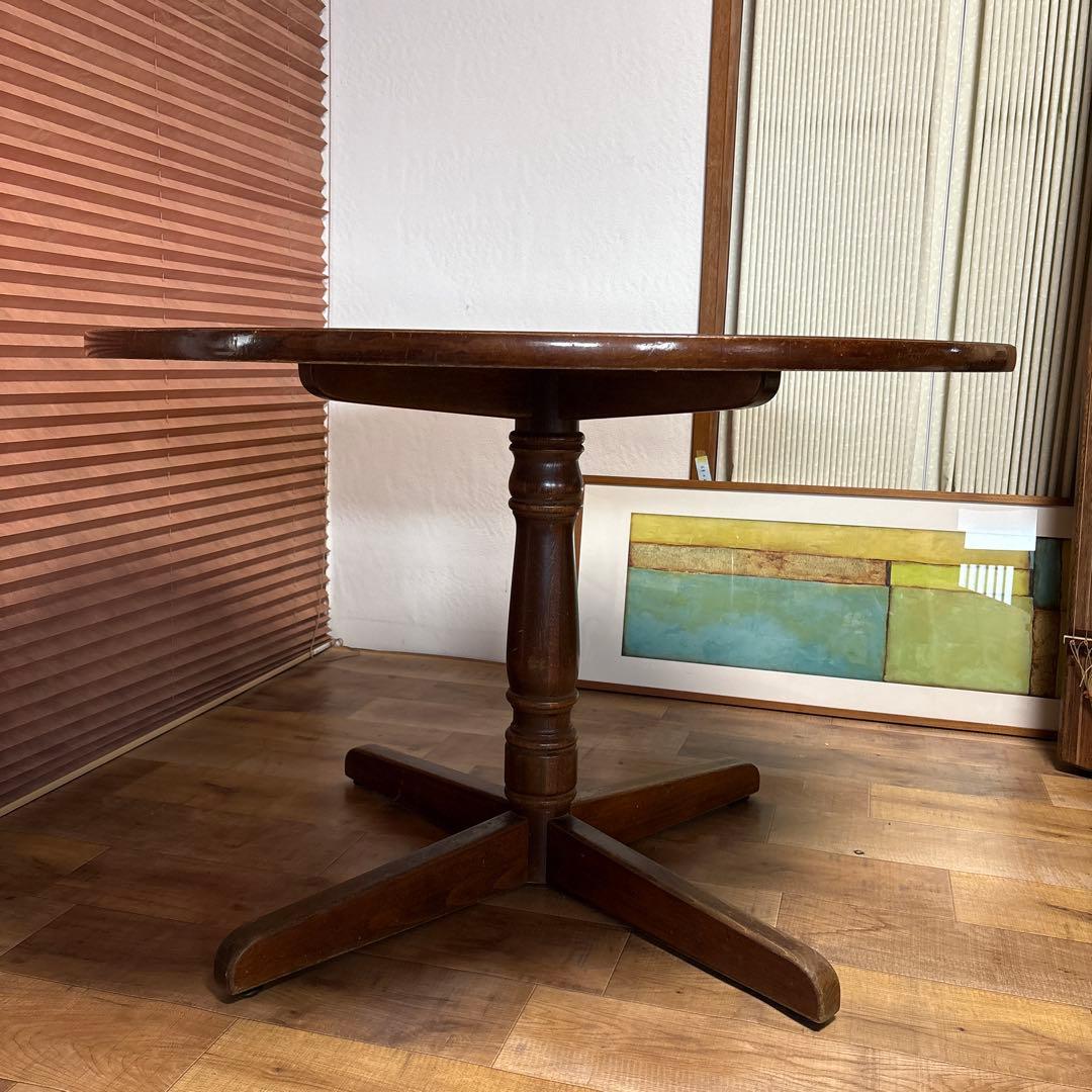 キツツキ　飛騨産業　昭和レトロ　ヴィンテージ　ダイニングテーブル　丸テーブル