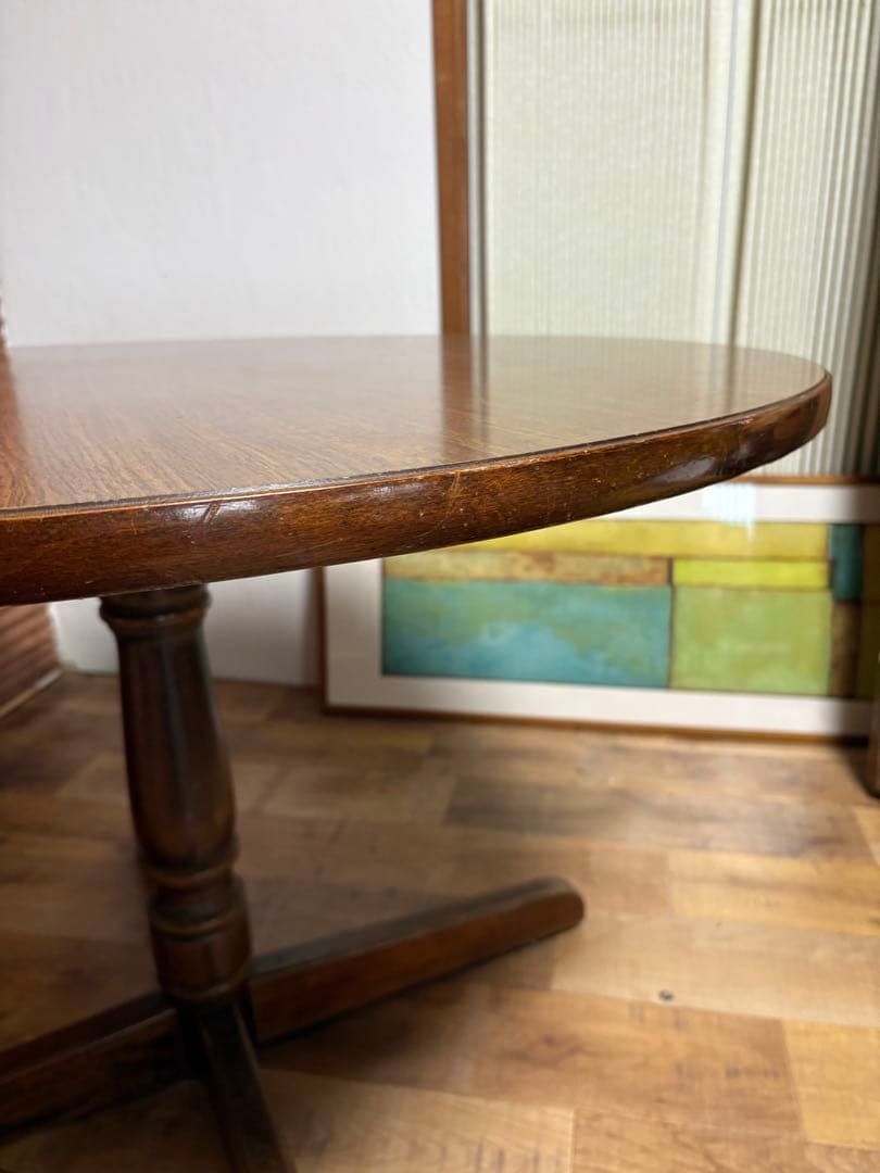 キツツキ　飛騨産業　昭和レトロ　ヴィンテージ　ダイニングテーブル　丸テーブル