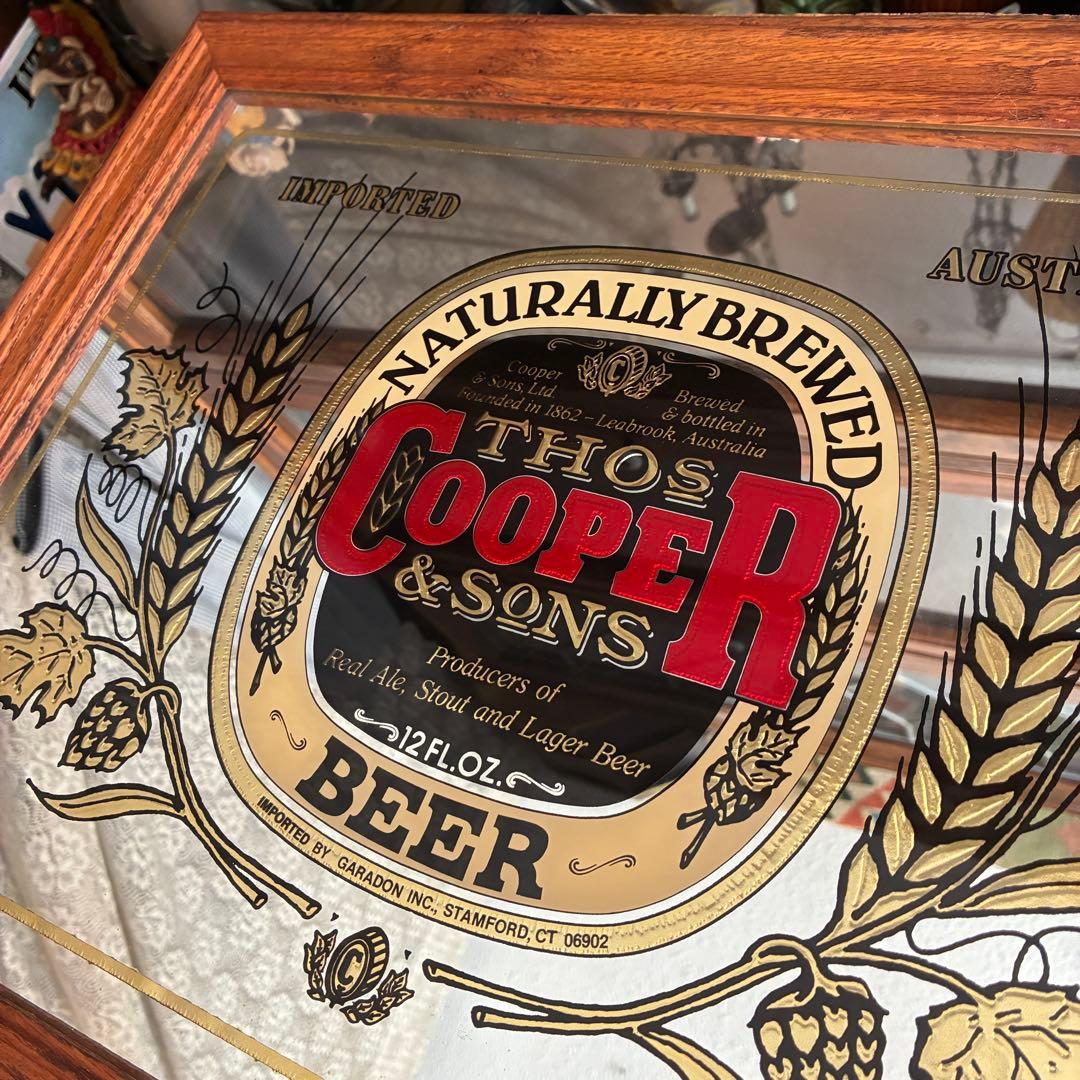 貴重！COOPER BEERアメリカアンティークパブミラーUSA 鏡お酒看板
