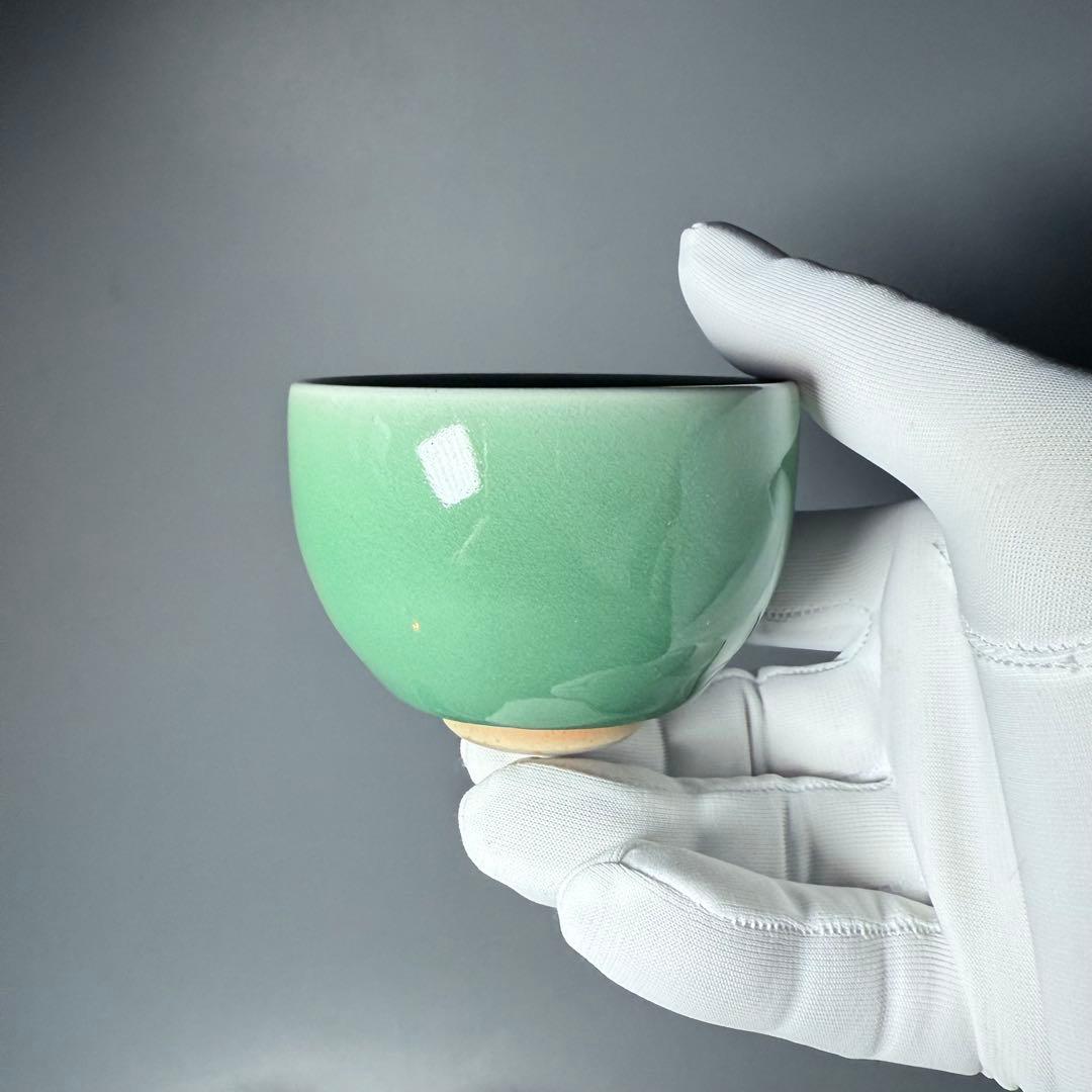 人間国宝 中島宏 造 青磁湯呑み 翡翠色 汲み出し 五客 共箱 未使用