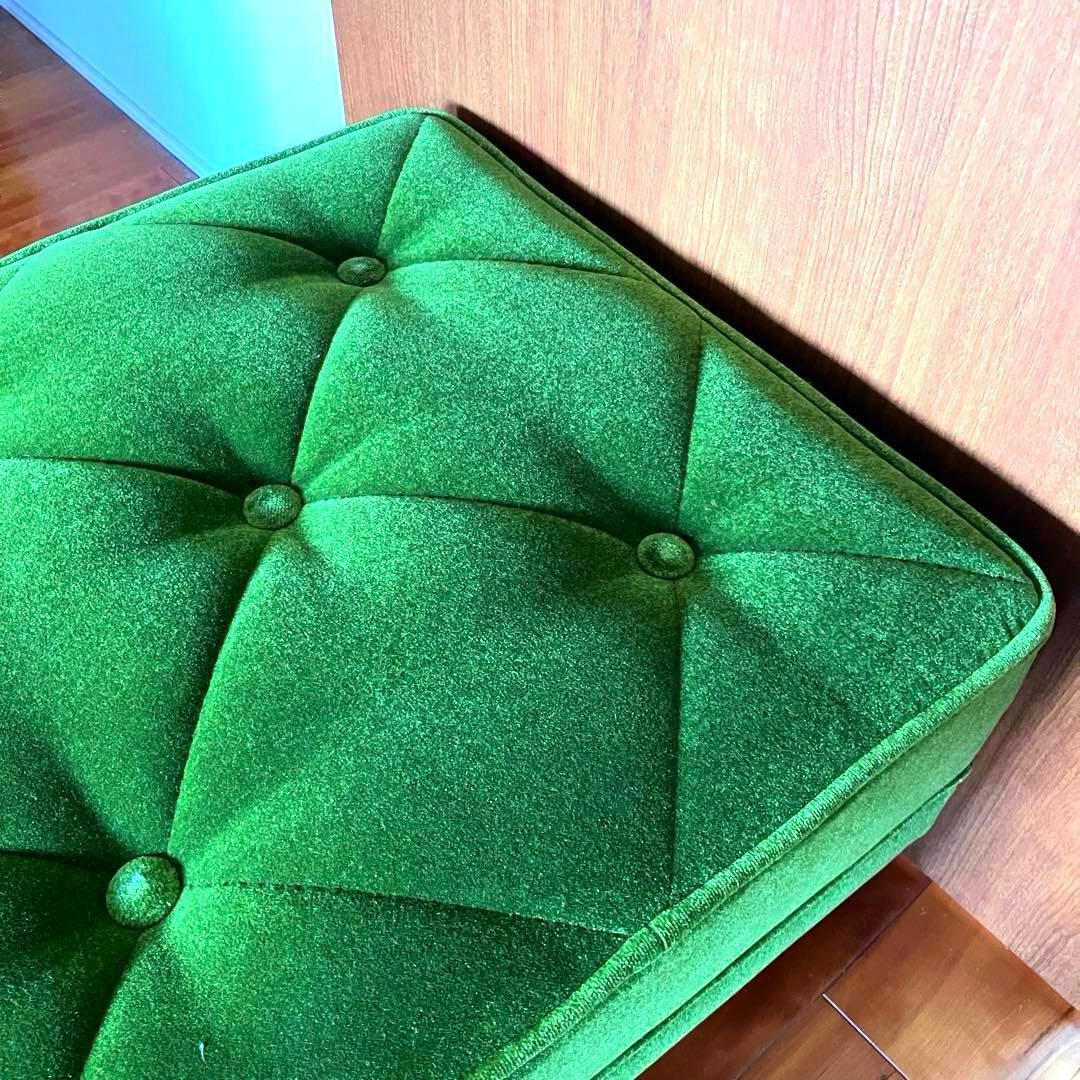 ✨美品✨カリモク60 モケットグリーン オットマン ウォールナット