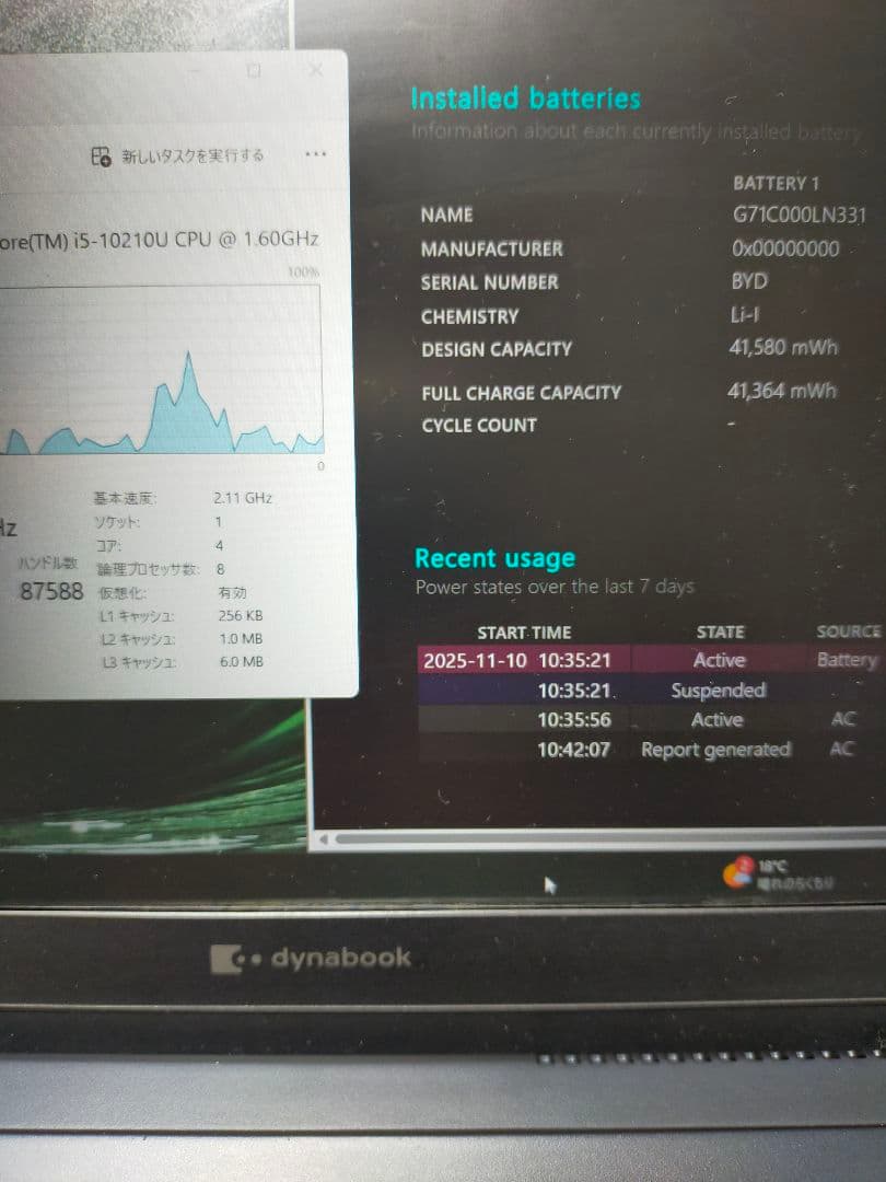 準ジャンク Dynabook G83/FP/10世代i5/16GB/128GB