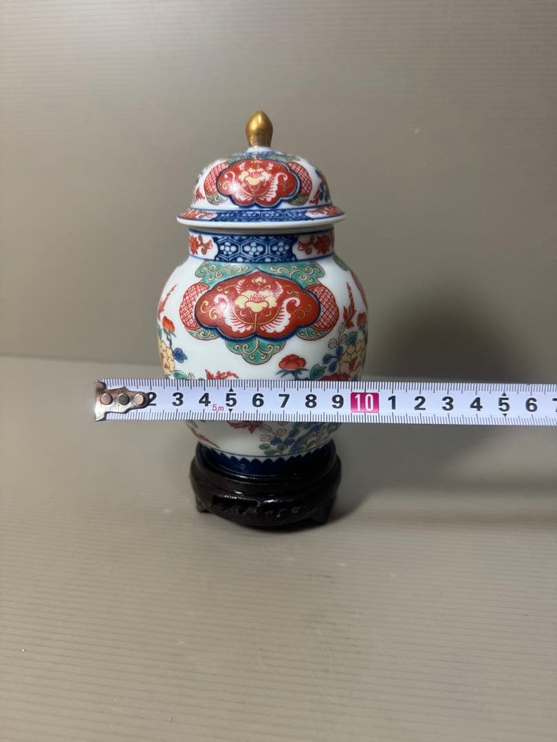 2179 有田焼 古伊萬里 沈香壷 花台付き