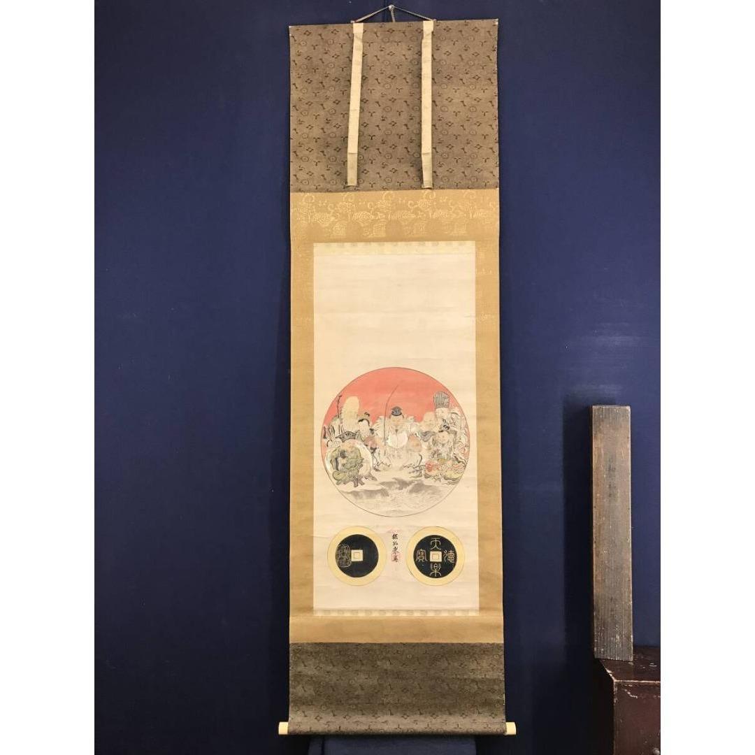真作/狩野探幽/七福神図/祝掛軸/正月掛軸/人物図/掛軸☆宝船☆