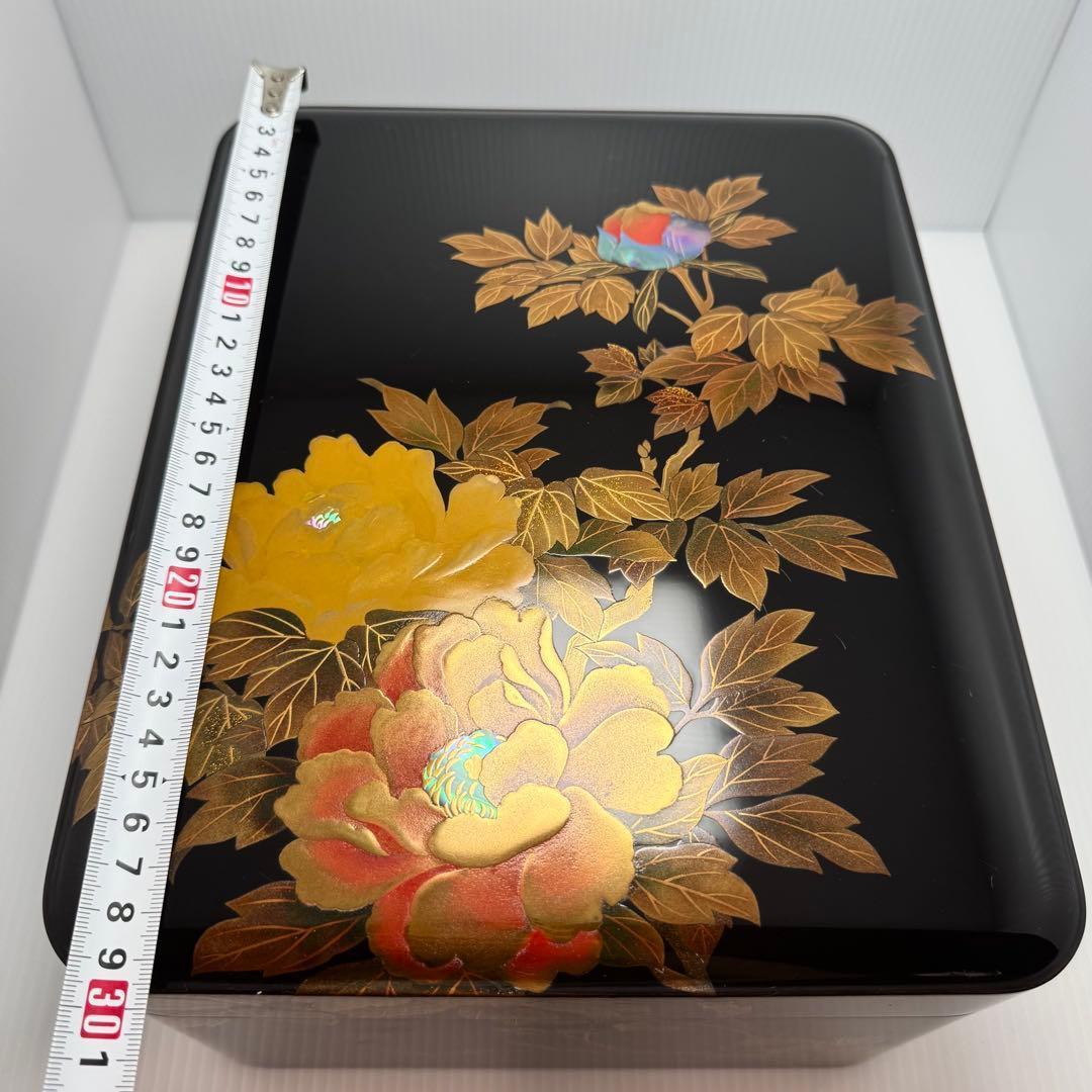 新品 輪島塗 文箱 文庫 硯箱 青貝 螺鈿 牡丹 天然木 漆 漆器 伝統工芸 新品