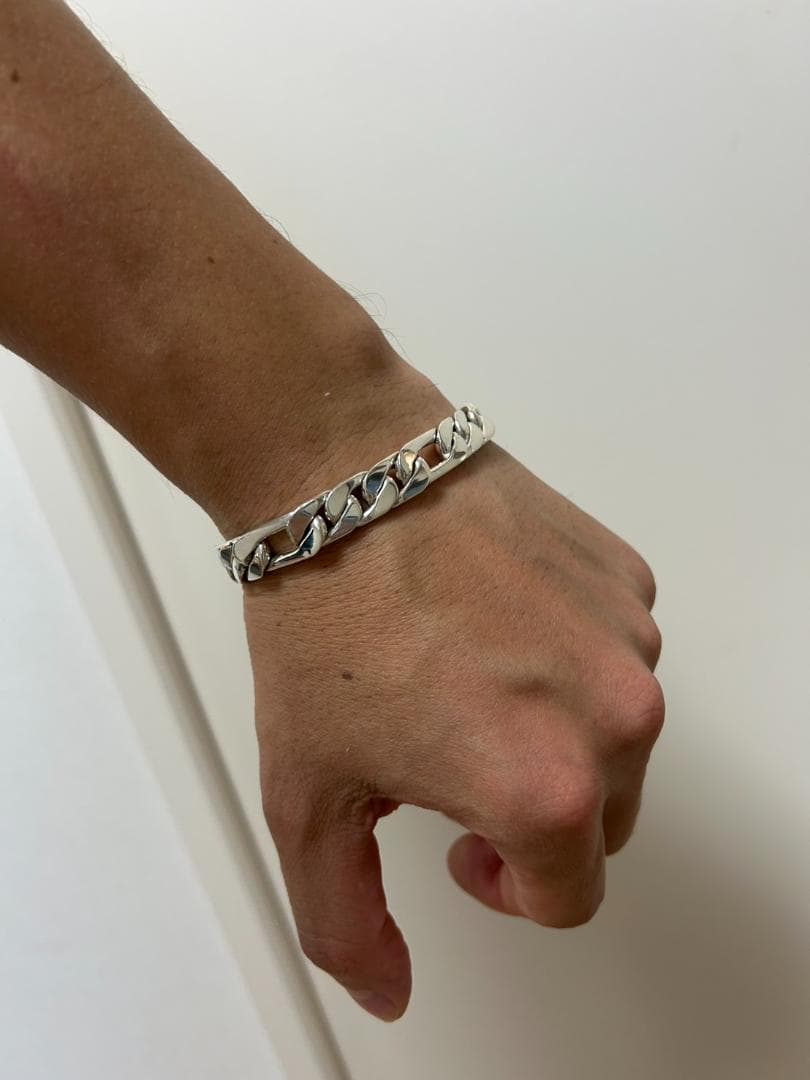メキシコ Taxco製 シルバー925 フラットカーブチェーンブレスレット