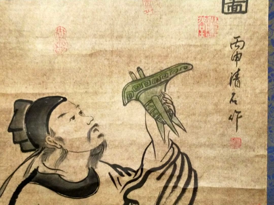 ♥とても古い♥中国♥人物♥　掛軸　清石　掛け軸　古画　古筆　骨董　古玩