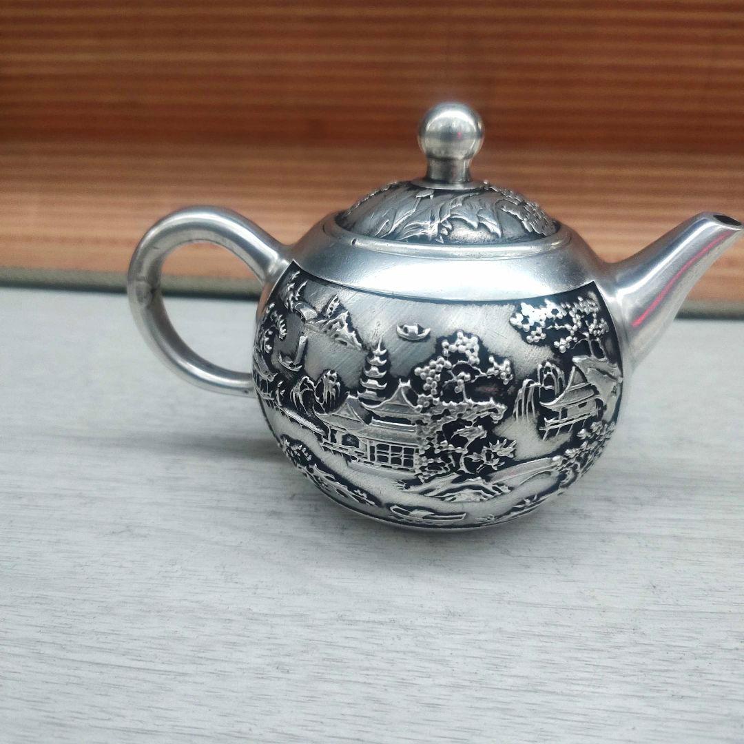 銅器 山水茶壺 酒壺 茶道具 工芸品 美術品 置物