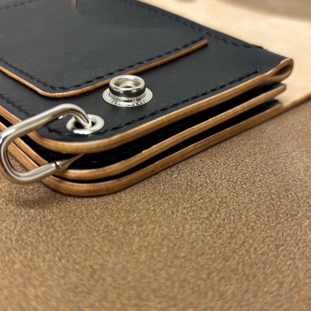 【FT】ホースハイド　トラッカーウォレット　ミドル　黒　茶心　3層　al