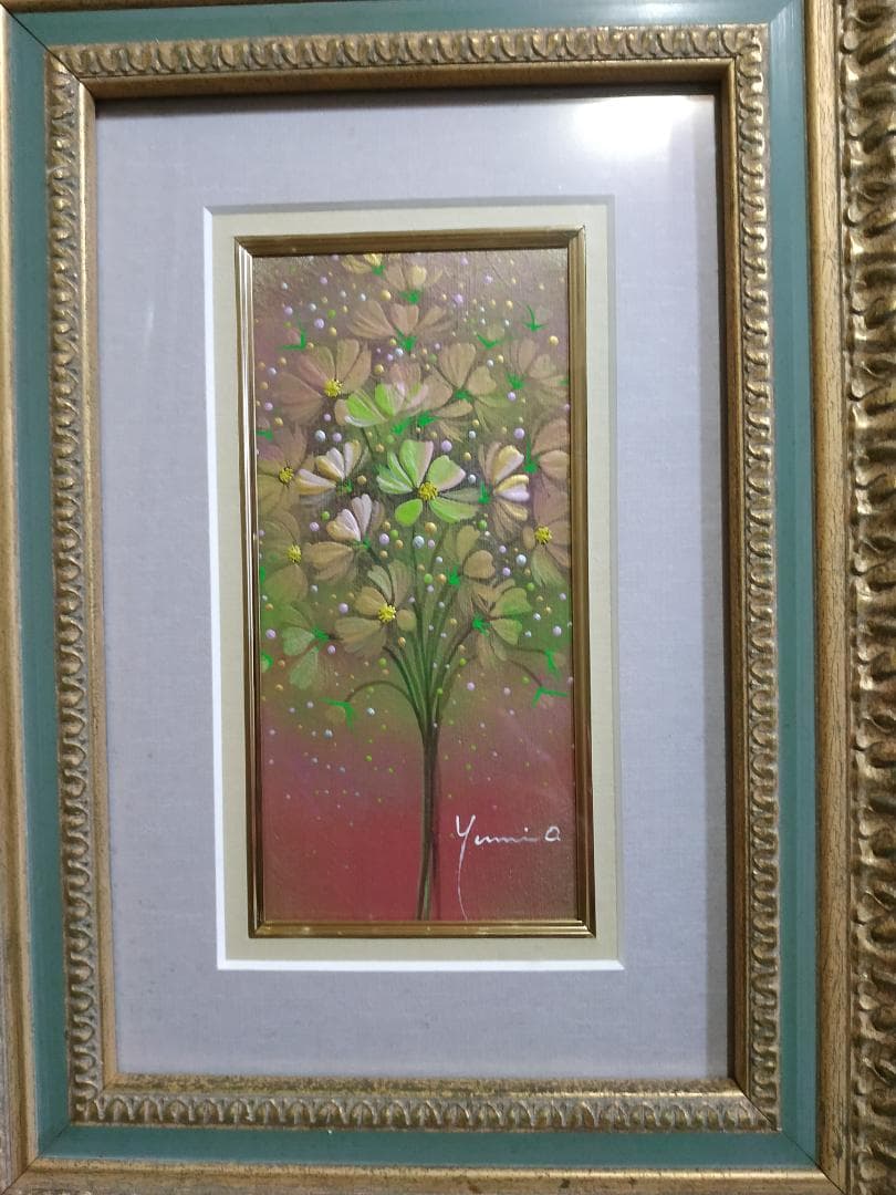 コスモス あらきゆみ アクリルまたは油彩/荒木幸史/インテリア 花 絵画 真作