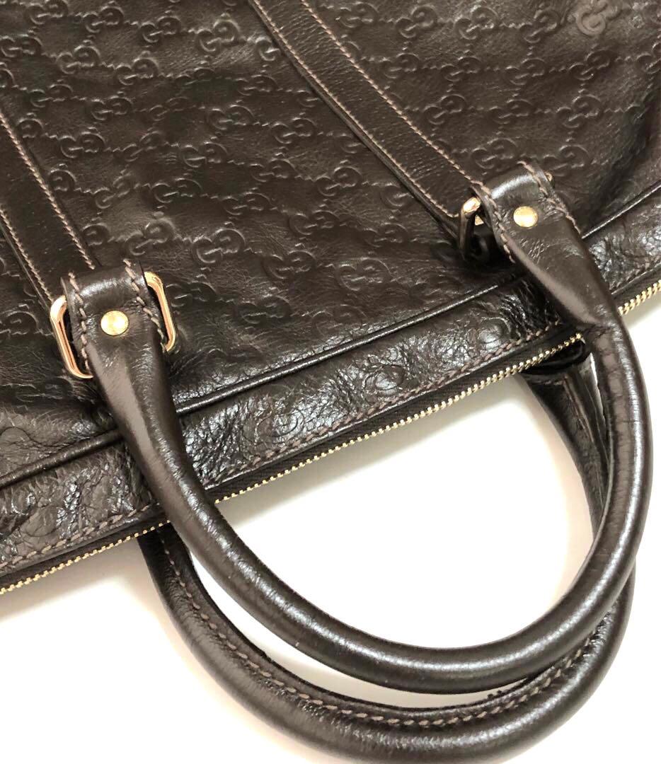 【美品】GUCCI / グッチシマレザー ビジネスバッグ ダークブラウン