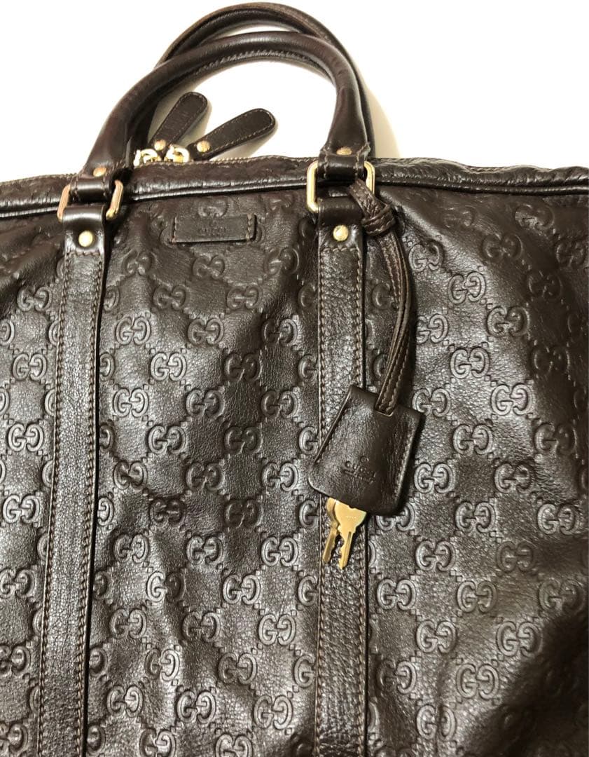 【美品】GUCCI / グッチシマレザー ビジネスバッグ ダークブラウン