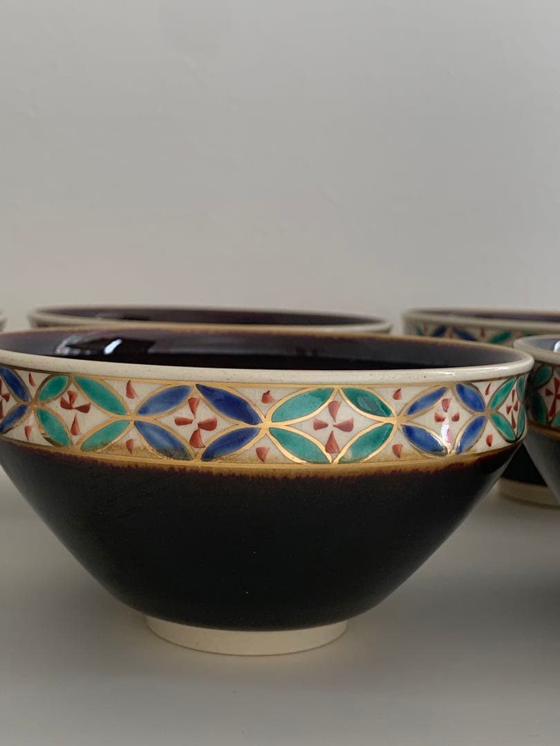 茶道具 城岳 天目釉七宝文数茶碗 10客 【楽天市場】茶道具 抹茶碗