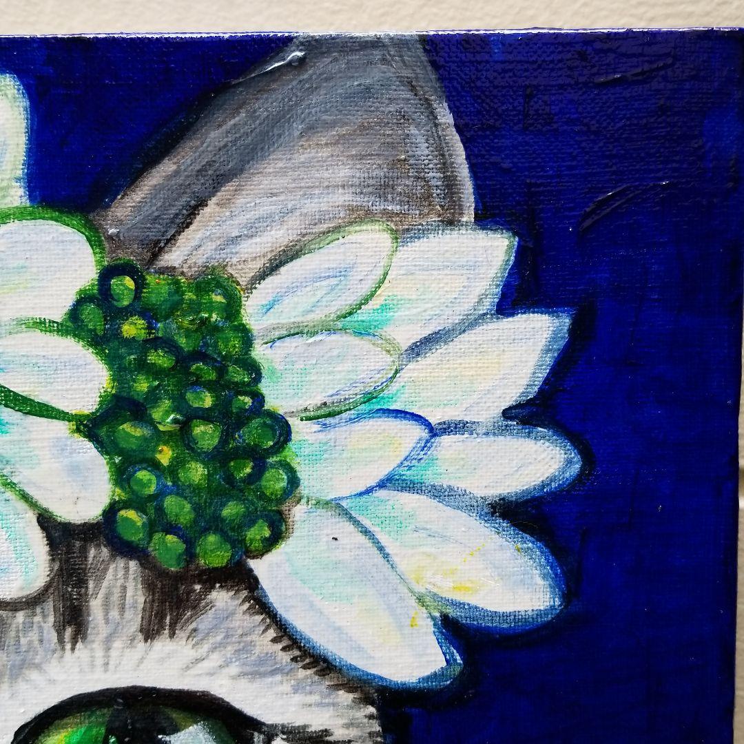 油絵 専用 花冠の猫 サバトラ白ちゃん