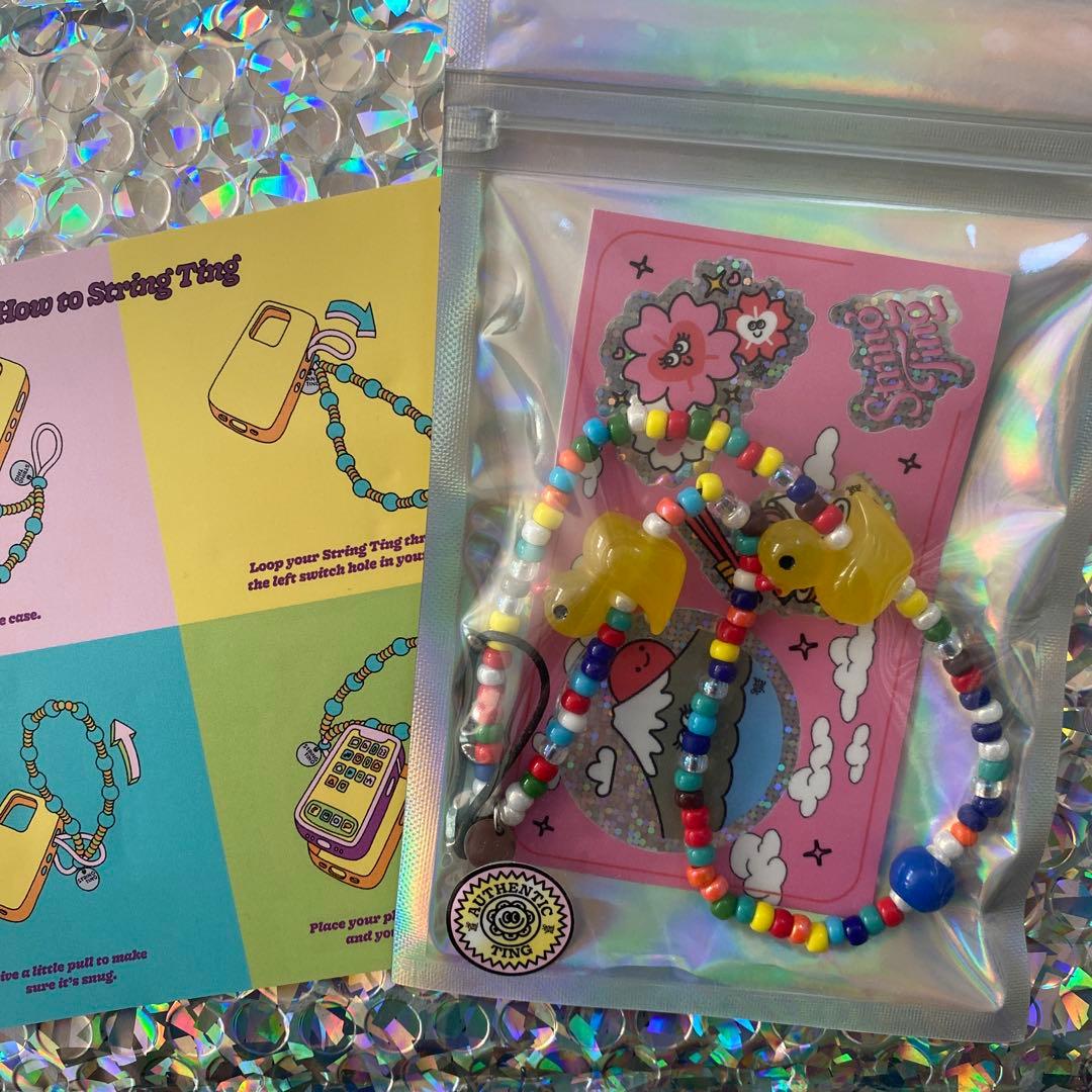 stringting ダブルアヒル カラフルビーズ ストラップ