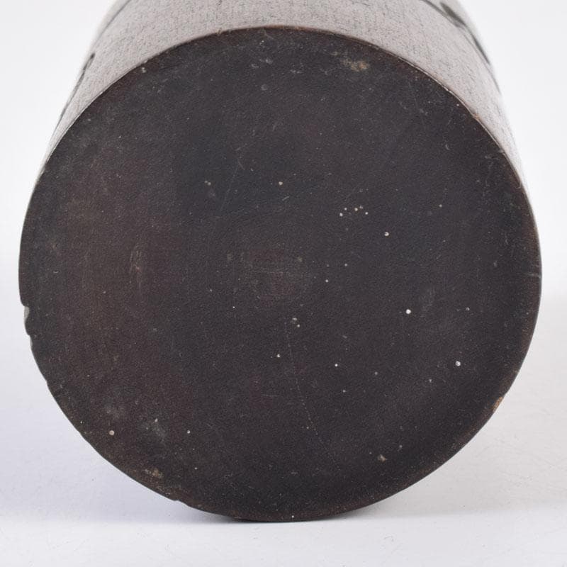 煎茶道具 木彫 椿図 茶筒 V 8508