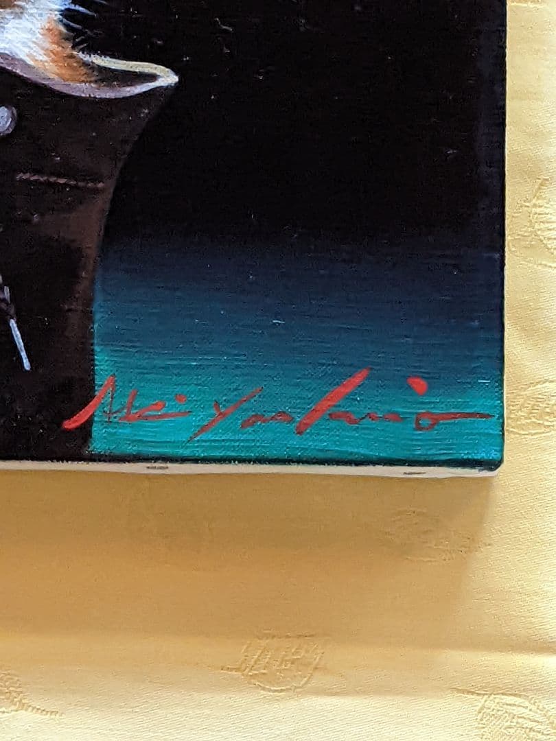 お値下げ。 八代亜紀 、真作油彩画。 ブーツの中で。3Sサイズ。 お