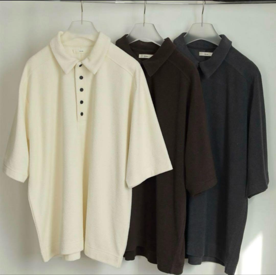 anuke アンヌーク Pile Polo Tops チャコールグレー パイル