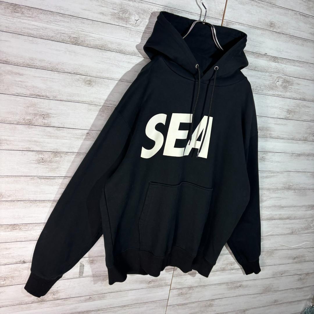 WIND AND SEA ビッグロゴ バックプリント パーカー L ブラック