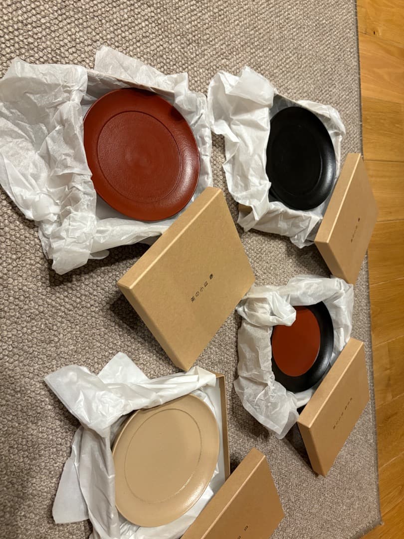 赤木明登 茶の小皿セット／黒・赤・日の丸・白 赤木明登 茶の小皿