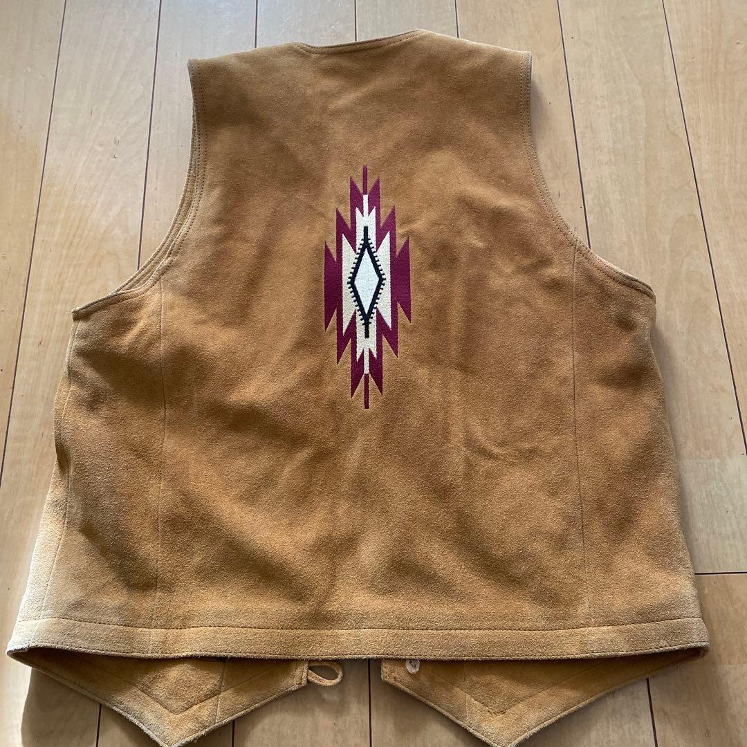 ネイティブ柄 チマヨ レザーベスト M スエード 牛革 90s ヴィンテージ