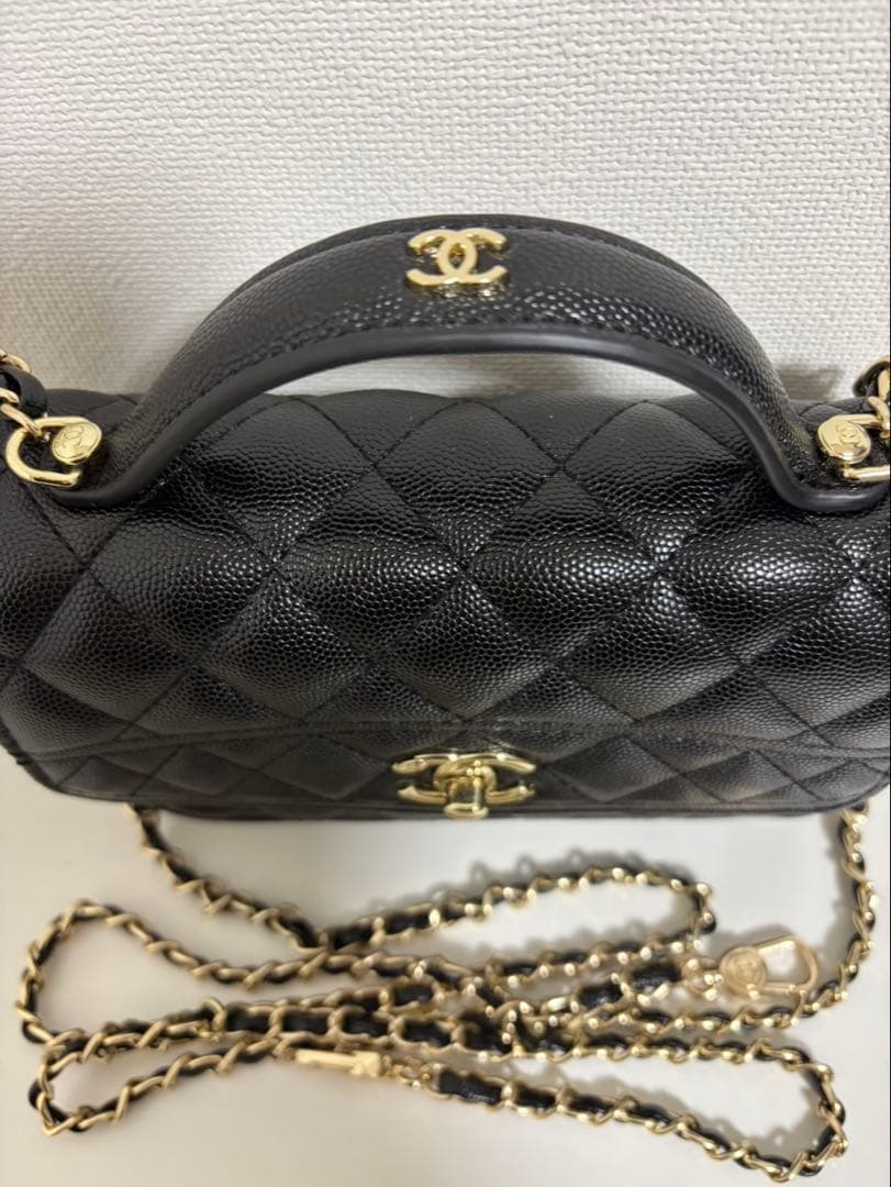 シャネル ノベルティ トップハンドル ショルダーリュックバッグ キャビアスキン