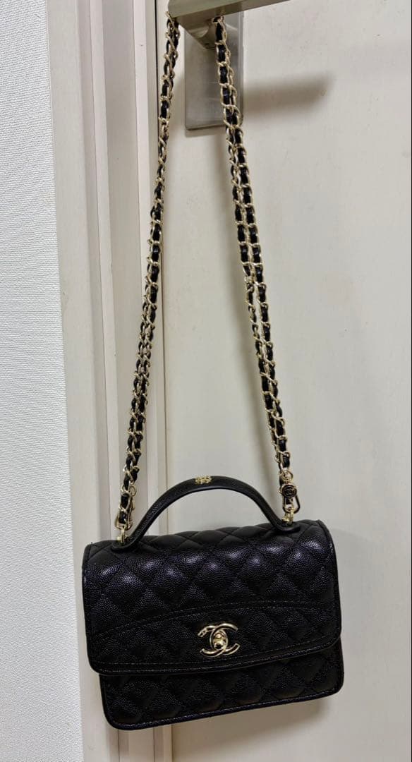 シャネル ノベルティ トップハンドル ショルダーリュックバッグ キャビアスキン