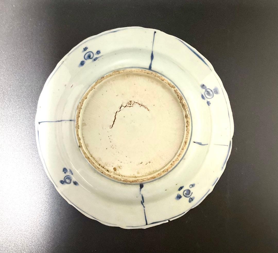 古染付　芙蓉手樹下鹿図　陶磁器　皿　茶器　骨董品　古玩　mー91