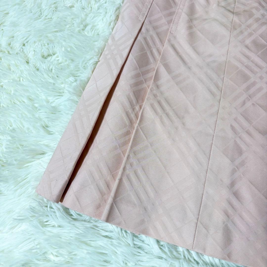 バーバリーブルーレーベル ノバチェック ベルト ボタン プリーツスカート ピンク