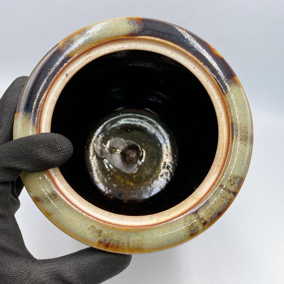 膳所焼 水指 耳付ヘラ目 水指 陽炎園造 茶道具 お茶