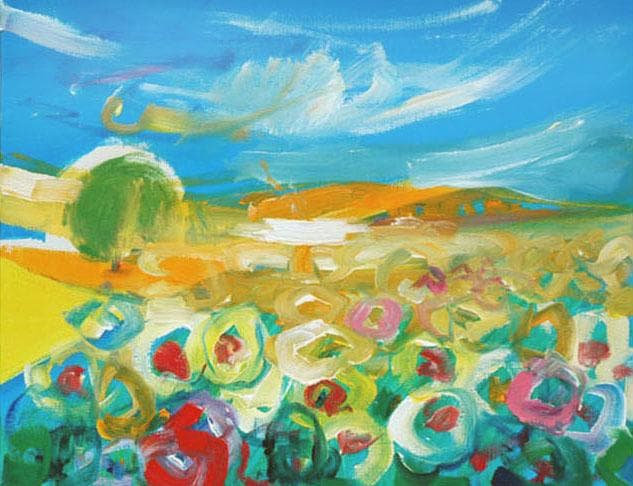 油絵 菅家令子 絵 絵画 インテリア 額付(黒) uF6-050610 風景