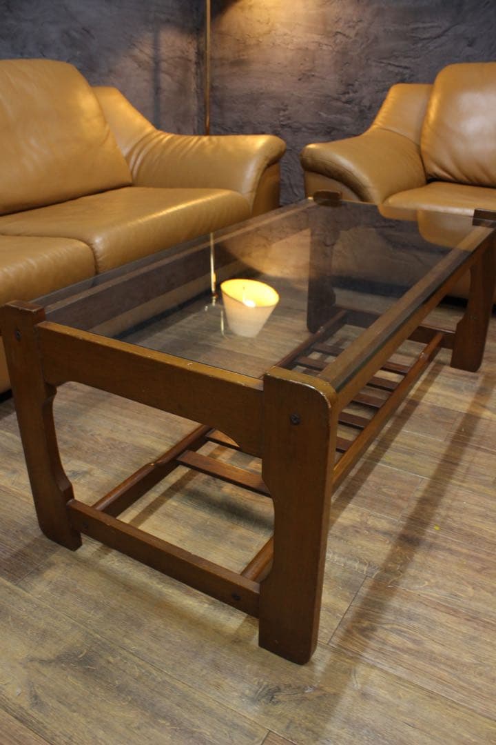 首都圏送無料〜 本革　キャメル　3人掛け　1人掛け　ソファ テーブル　セット割