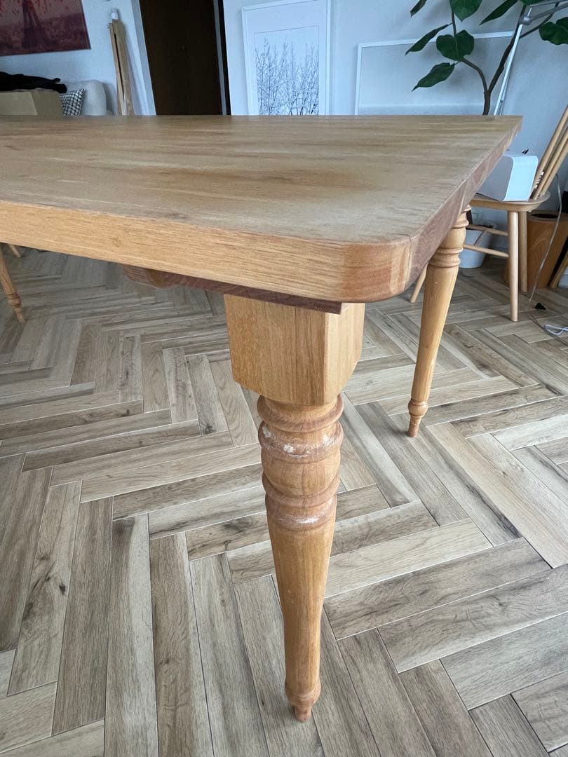 【R様御検討中】 クルミ無垢材　ダイニングテーブル　北欧　ろくろ足　ターンレッグ
