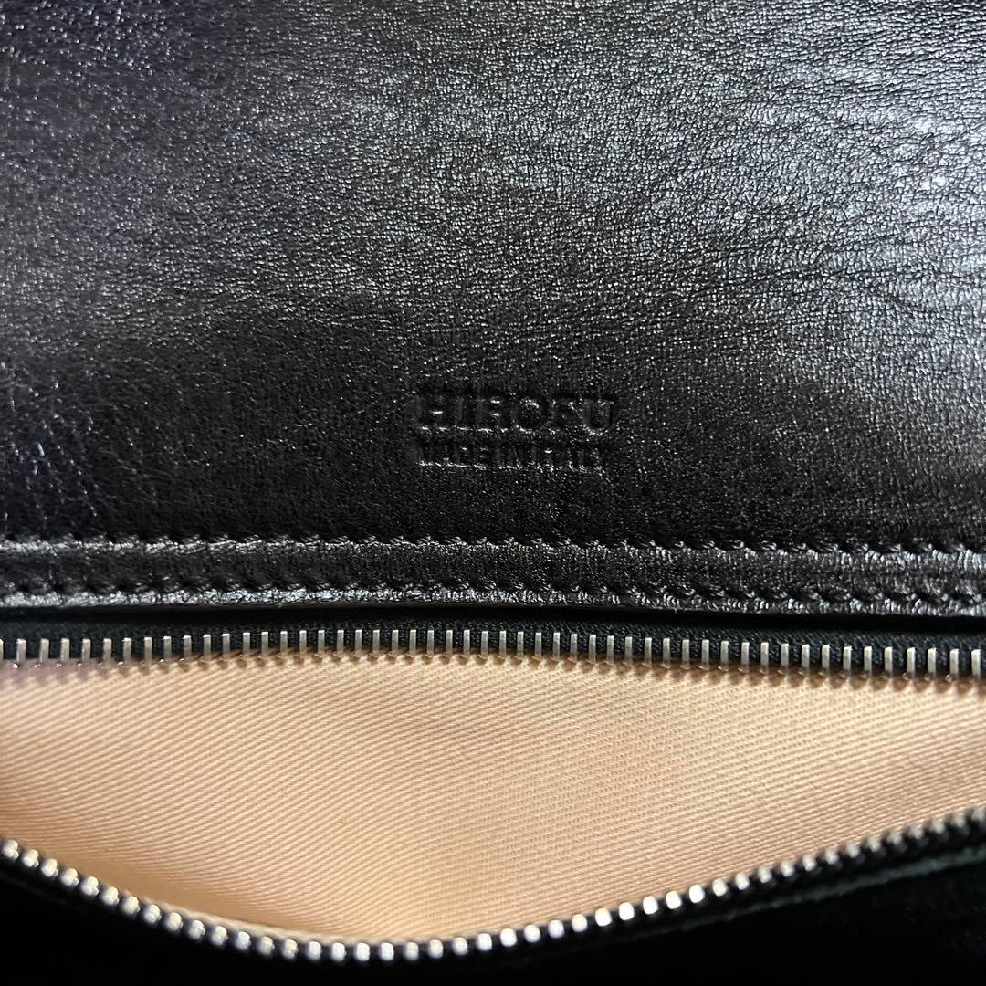 黒レザー Hロゴ ハンドバッグ HIROFU