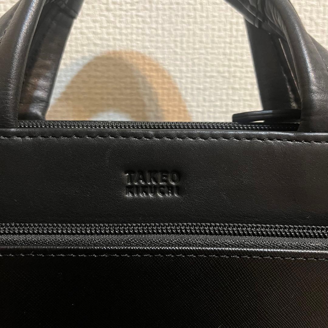 美品 TAKEO KIKUCHI タケオキクチ ビジネスバッグ 黒 皮革