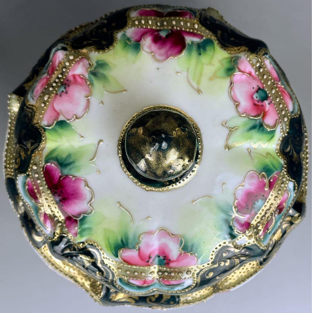 希少】オールドノリタケ 20cm ポピー紋 ビスケットジャー メープルリーフ