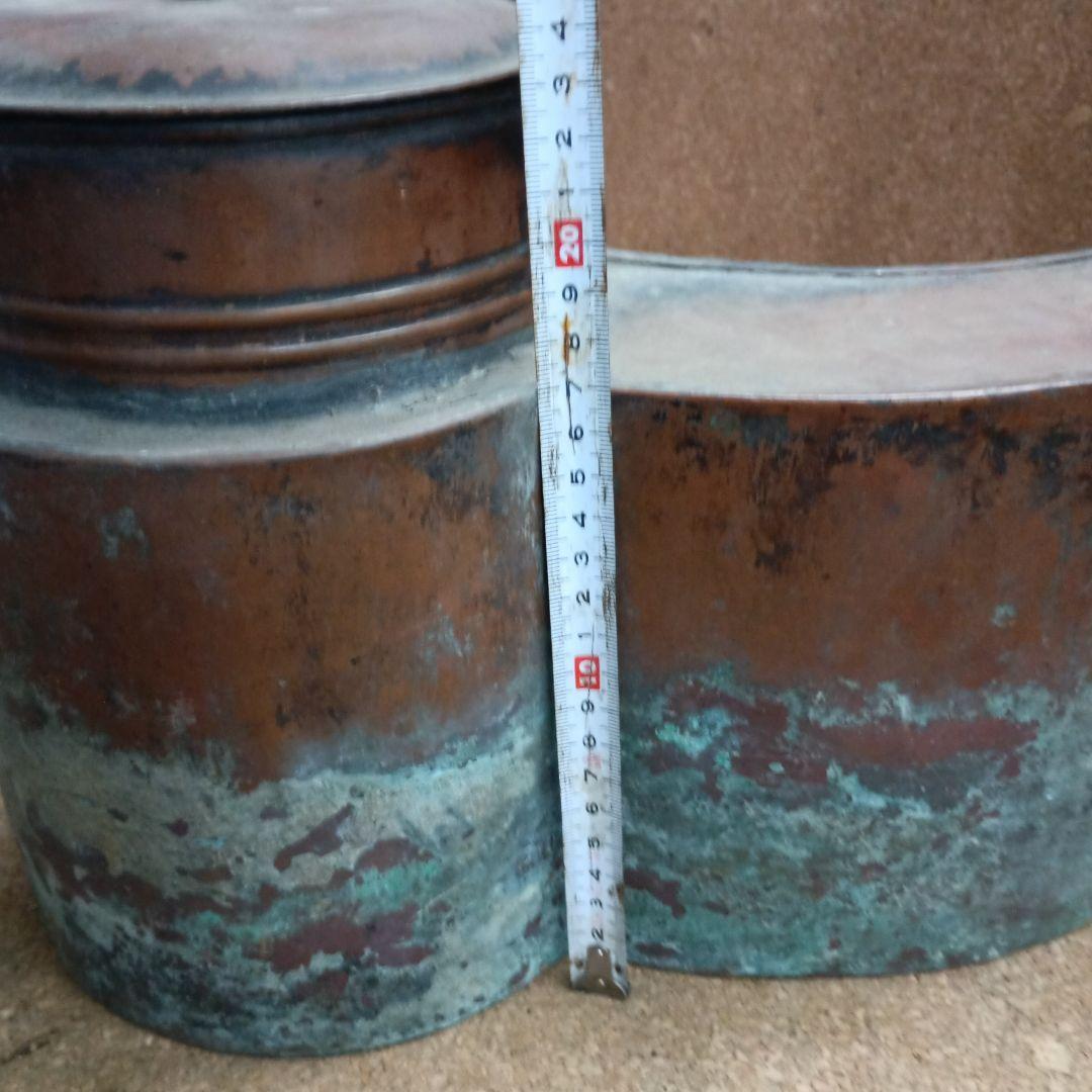 4483）燗銅壺（かんどうこ）丸型火鉢用　大型　現状漏れあり