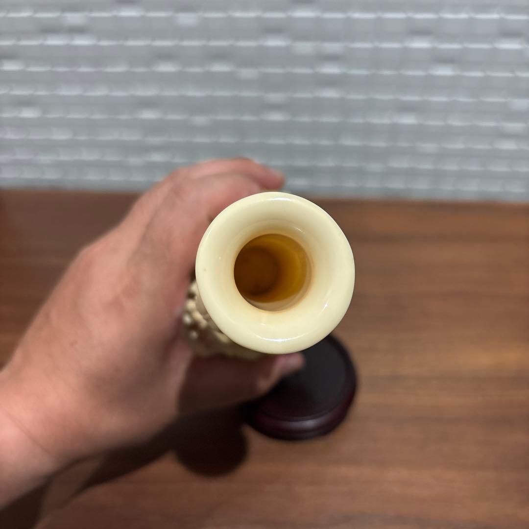 中国美術 象牙調 多層球 花瓶 彫刻 工芸品 置物