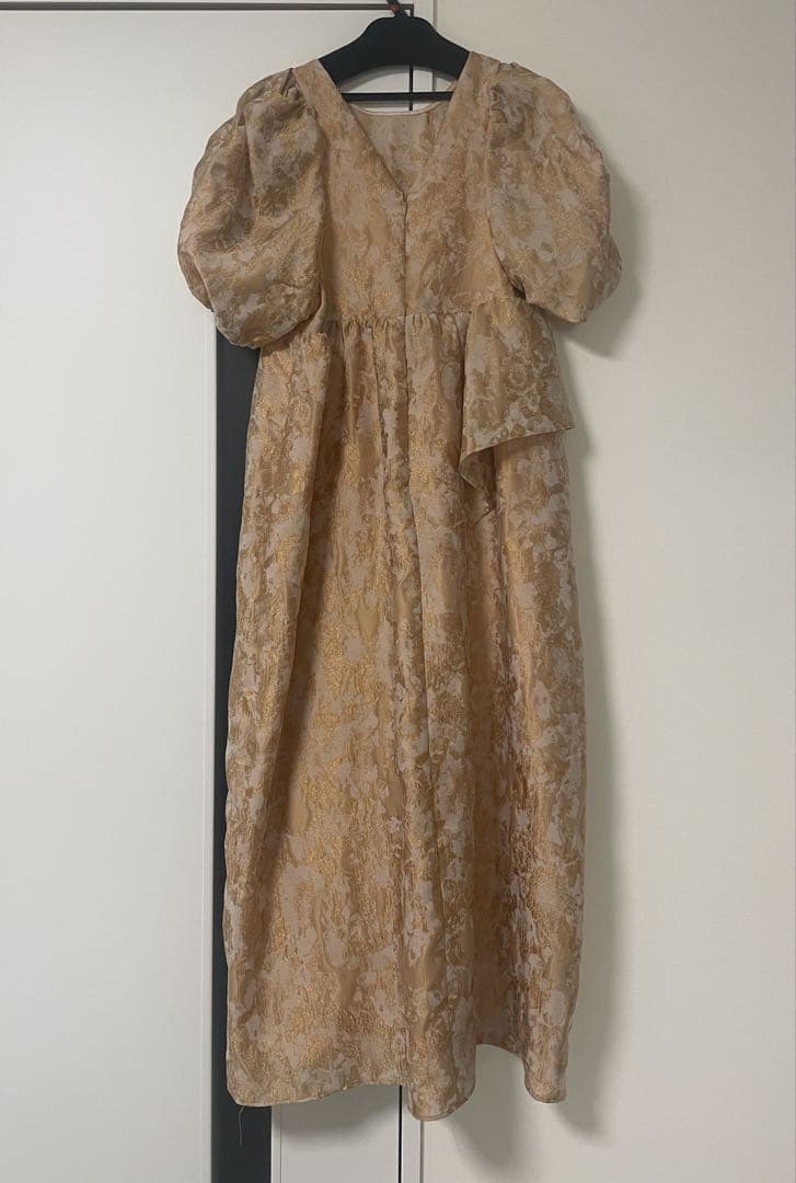 【オケージョン】Dou Dou web限定ジャガードドレス　ベージュ