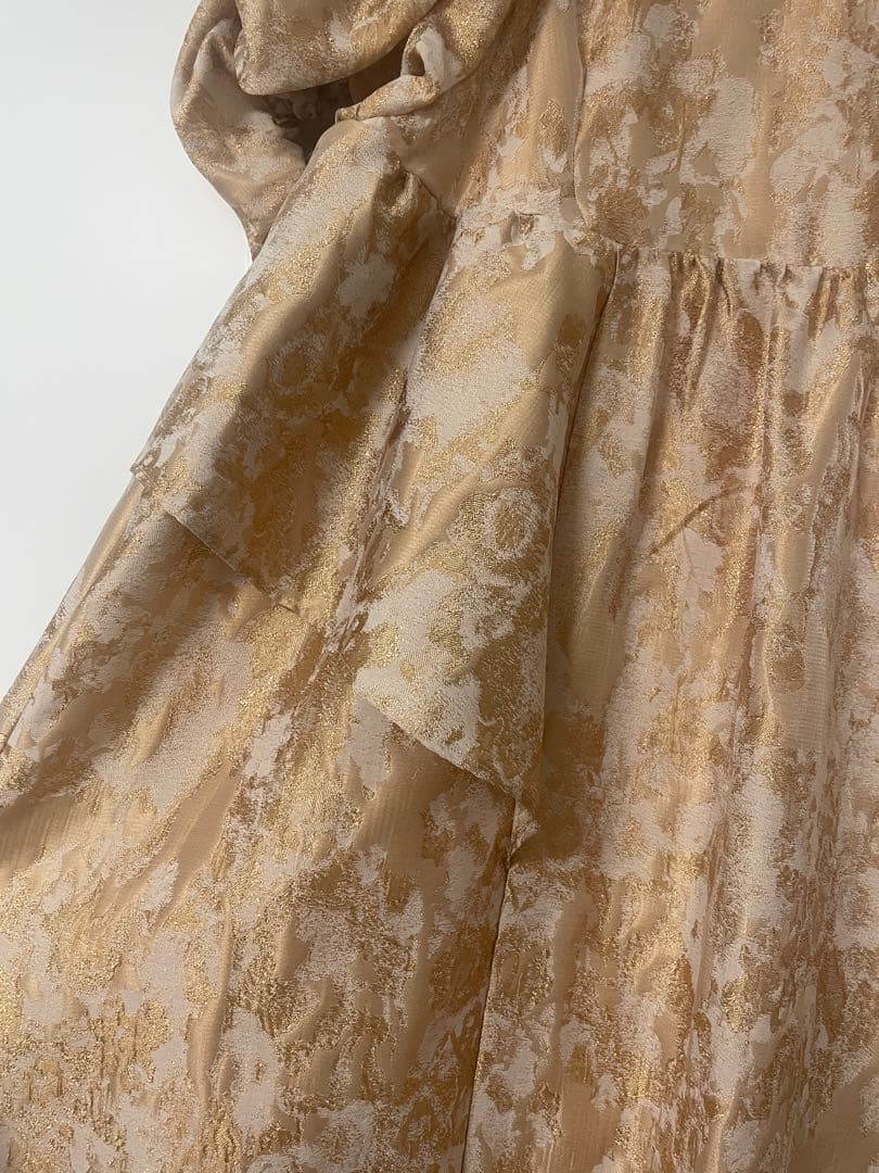 【オケージョン】Dou Dou web限定ジャガードドレス　ベージュ