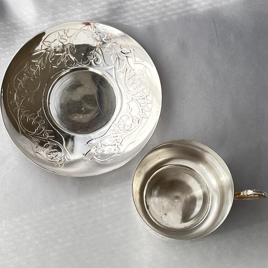 【 仏蘭西】アールヌーボー カップ＆ソーサー 【シルバープレート】