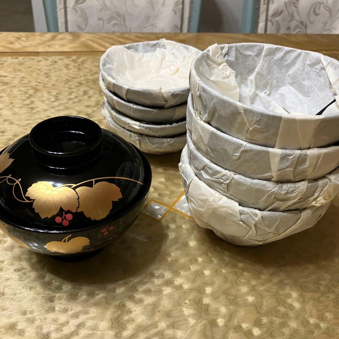 k2f21 甲高朱吸物椀 漆器椀 10客セット